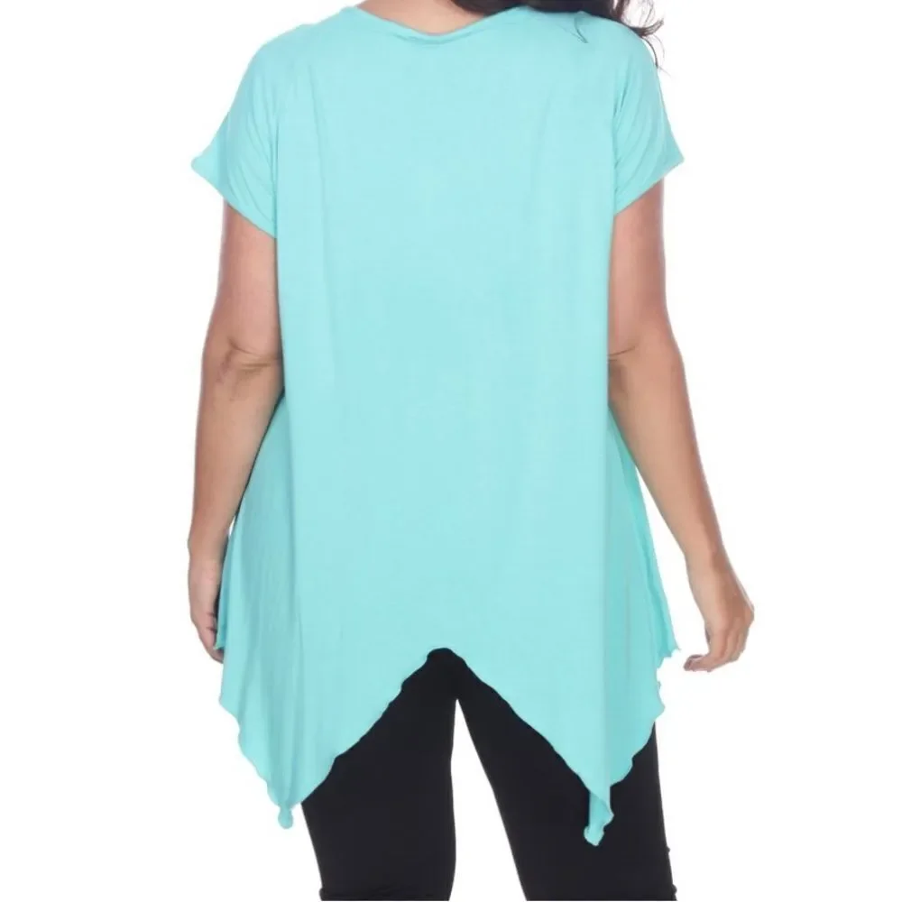 White Mark Womens V Neck Short Sleeve Tunic Top mint Women's Top - Picture 5 of 14